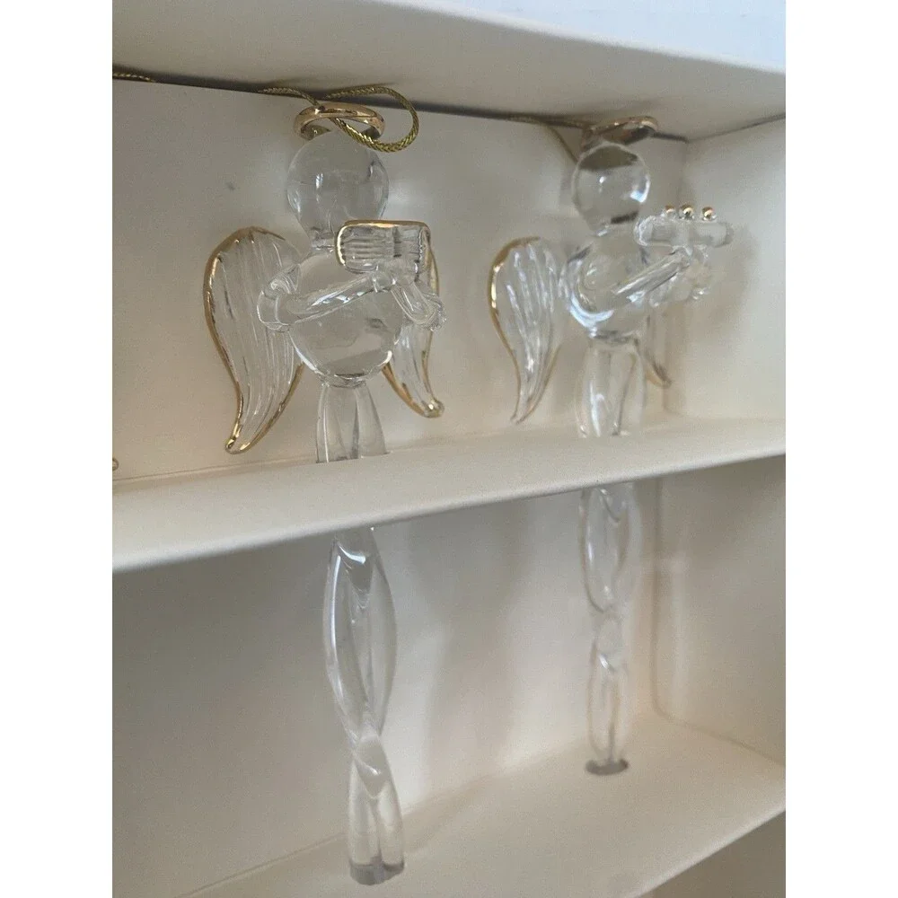 VTG Pier 1 Icicle Christmas Ornaments Mouthblown Glass 3 Angel Instrument